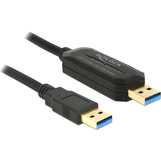 Delock data link + km switch usb-a 3.2 gen 1 naar usb-a 3.2 gen 1 kabel (zwart, 1,5 meter)