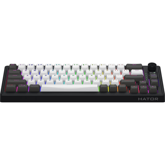 Hator skyfall pro wireless rgb mechanisch gaming toetsenbord (zwart, us lay-out (qwerty), hator aurum vanilla silent, 65%, rgb, double-shot pbt, hot-swap, 2.4ghz | bluetooth | usb-c)