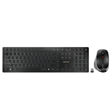 Cherry dw 9500 slim draadloze desktopset (zwart, eu lay-out (qwerty), scissor switches, 100%, 3.000 dpi, 2.4 ghz bluetooth 4.2)