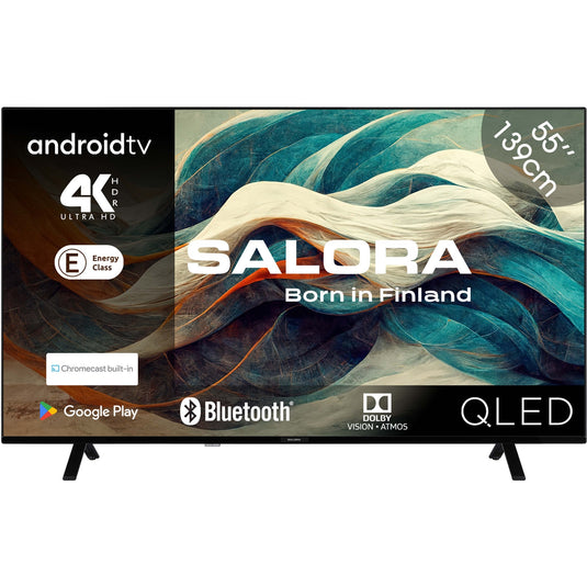 Salora 55qled320 55 4k ultra hd led-tv (zwart, hdmi, usb, bluetooth, wi-fi, audio, chromecast, android tv)
