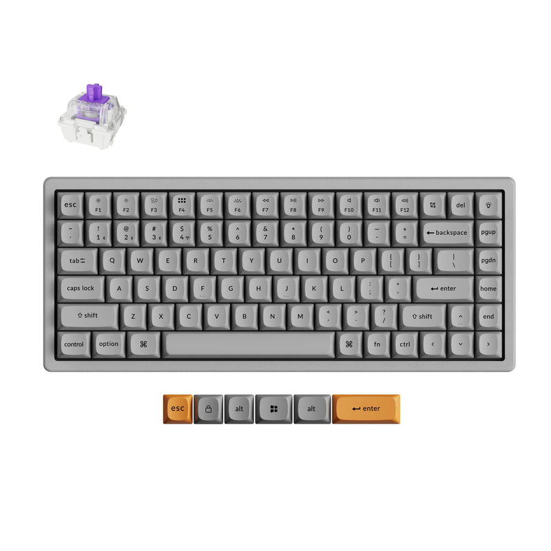 ギャラリービューアに画像をロードする, Keychron k2 he-f1c concrete edition rgb mechanisch toetsenbord (zwart, us lay-out (qwerty), gateron double-rail magnetic nebula, 75%, rgb leds, osa double-shot pbt, hot swap, 2.4ghz | bluetooth 5.2 | usb-c)
