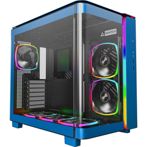 Montech king 95 pro midi tower behuizing (blauw | 2x usb-a | 1x usb-c | rgb | tempered glass)