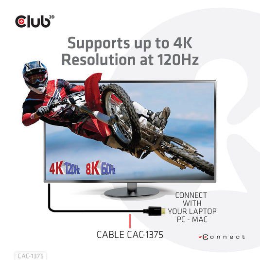 Club 3d ultra high speed hdmi certified kabel (zwart, 5 meter, 4k 120hz, 8k 60hz)