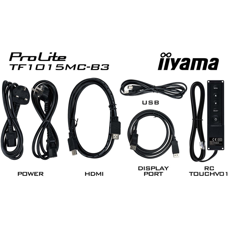 Load image into Gallery viewer, Iiyama prolite tf1015mc-b3 10.1 touchscreen monitor (zwart, hdmi, displayport, vga, usb-b, rj-45)
