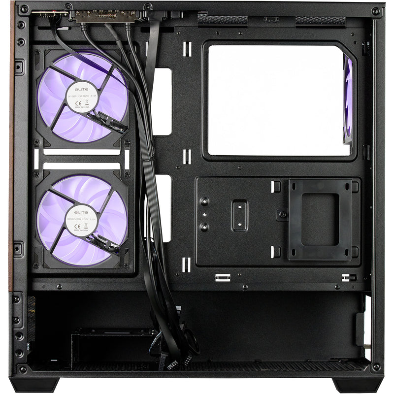 Load image into Gallery viewer, Cooler master elite 690 wood midi tower behuizing (zwart houtkleur | 2x usb-a | 1x usb-c | rgb | tempered glass)
