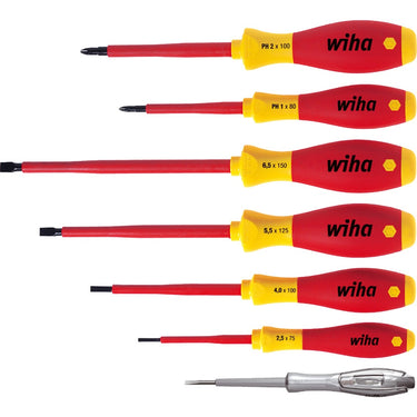 Wiha schroevendraaierset softfinish electric (rood geel, 7-delig)