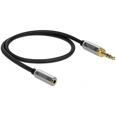 Delock stereo jack 3,5 mm 3-pin male > female verlengkabel (zwart, 0,5 meter)
