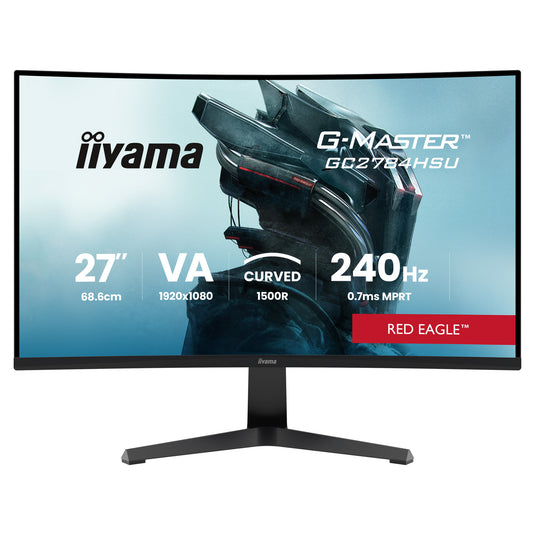 Iiyama g-master red eagle gc2784hsu-b1 27 curved gaming monitor (zwart, 2x hdmi, 1x displayport, usb, audio, amd free-sync, 240 hz)