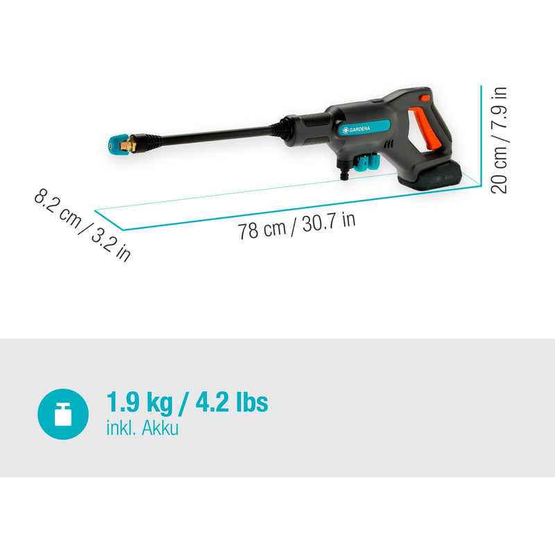 Load image into Gallery viewer, Gardena aquaclean 24 18 v p4a premium set drukreiniger (grijs turquoise, 14800-31, accu inbegrepen)
