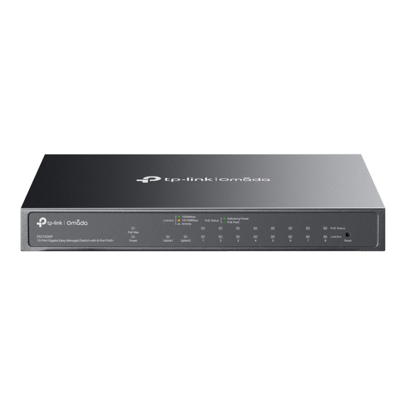 Afbeelding laden in galerijviewer, Tp-link omada es210gmp 10-poort gigabit easy managed switch (zwart, 8x poe+, 1x gigabit sfp)

