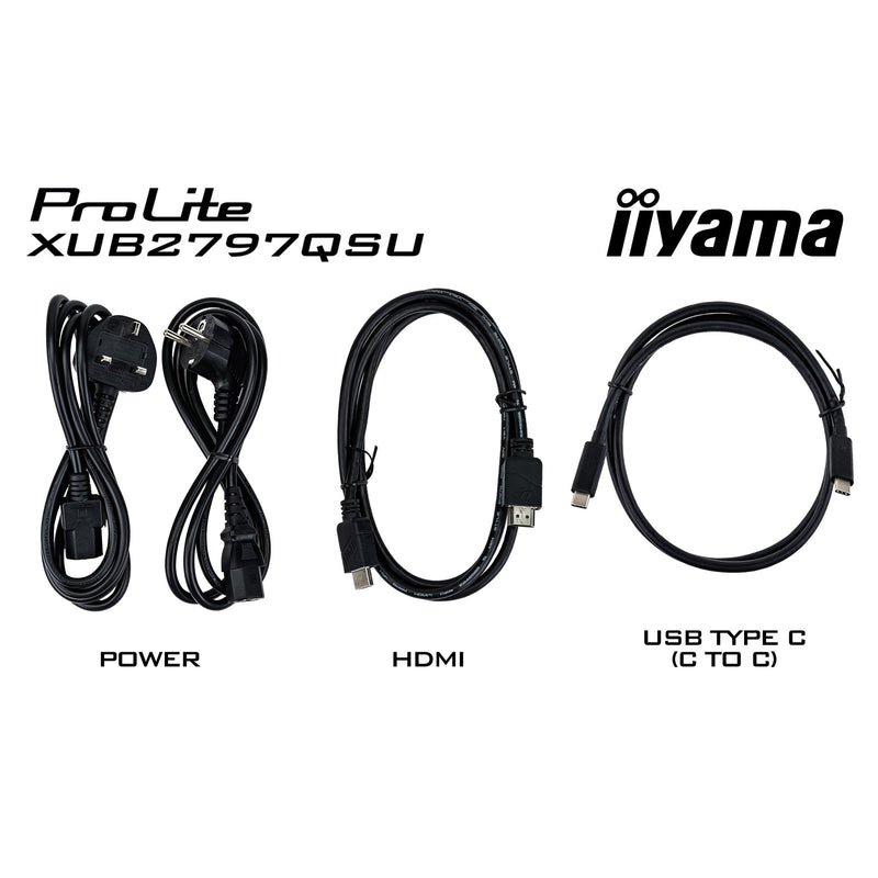 Load image into Gallery viewer, Iiyama prolite xub2797qsu-w2 27 monitor (wit, hdmi, displayport, 2x usb-a, usb-b)
