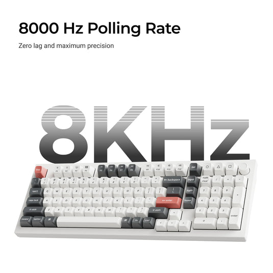 Keychron q5 ultra-m3 8k wireless custom mechanical keyboard (zwart, us lay-out (qwerty), silk pom red, 96%, rgb, hot swap, 8k, 2.4 ghz | bluetooth 5.2 | usb-c)
