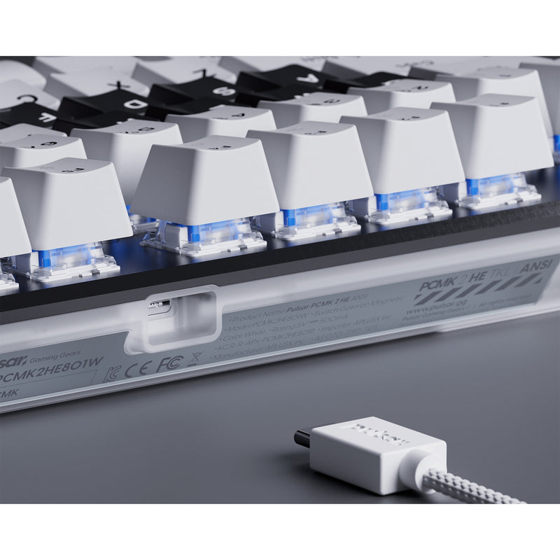 Chargez l'image dans la visionneuse de la galerie, Pulsar pcmk 2he tkl mechanical gaming keyboard (wit, us lay-out (qwerty), 80% (tkl), rgb, pbt double-shot keycaps, hot-swap)
