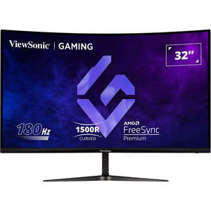 Viewsonic vx3218-pc-mhd 32 curved gaming monitor (zwart, 1x displayport, 2x hdmi, 180 hz, 2x hdmi, 1x displayport, 180 hz)