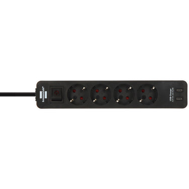 Brennenstuhl ecolor 4-voudige stekkerdoos met 2 usb-laadpoorten (meervoudige stekkerdoos usb c met schakelaar en 1,5m kabel)