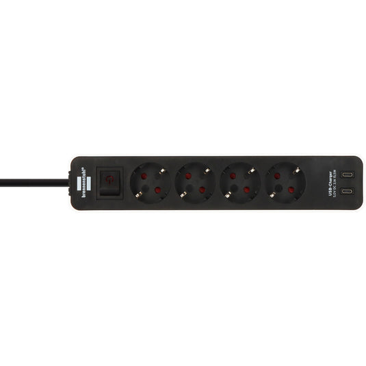Brennenstuhl ecolor 4-voudige stekkerdoos met 2 usb-laadaansluitingen stekkerdoos (wit zwart, 2x usb-c)