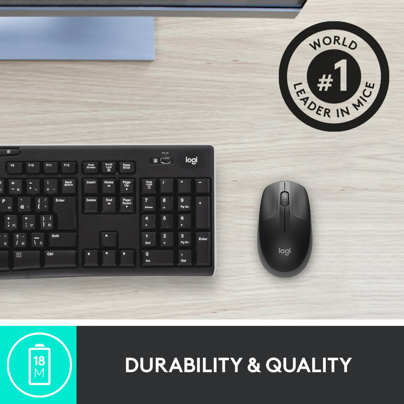 Afbeelding laden in galerijviewer, Logitech m190 full-size wireless mouse (zwart, 1000 dpi)
