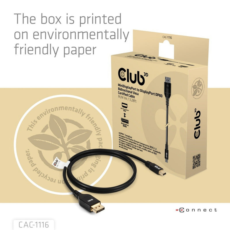 Chargez l'image dans la visionneuse de la galerie, Club 3d minidisplayport naar displayport dp80 bidirectioneel adapter (zwart, 1 meter, vesa-gecertificeerd)
