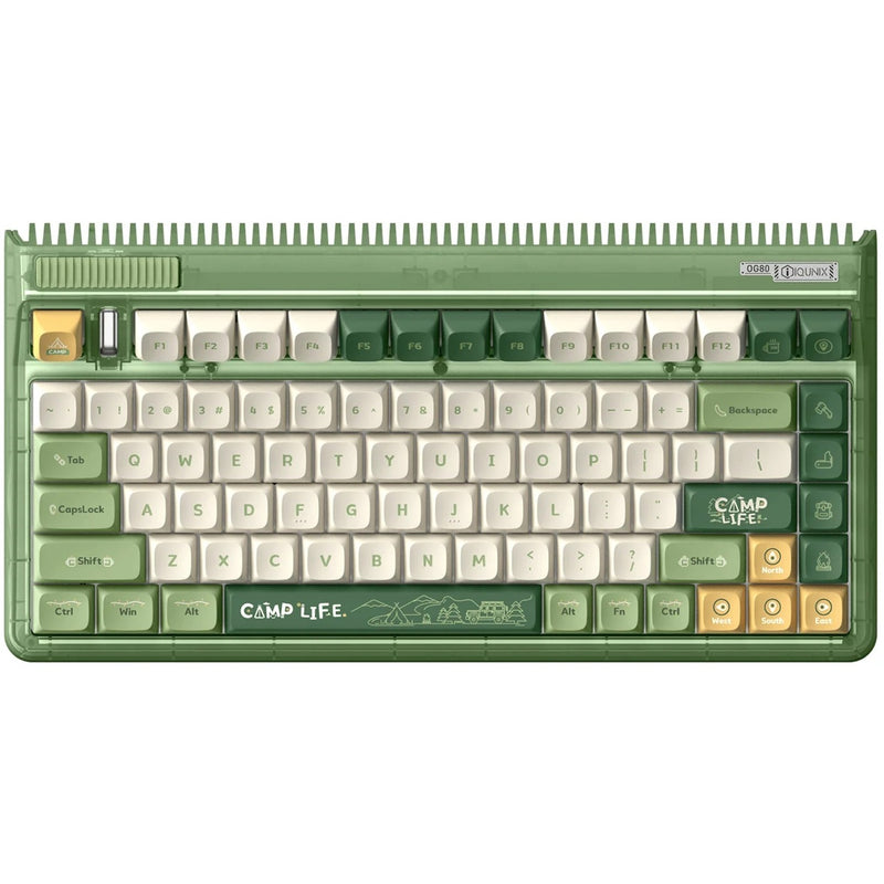 Load image into Gallery viewer, Iqunix og80 camping wireless mechanical keyboard, gaming toetsenbord (groen oranje, us lay-out, cherry mx red, rgb leds, 80% (tkl), hot-swappable, pbt, 2.4ghz | bluetooth 5.1 | usb-c)
