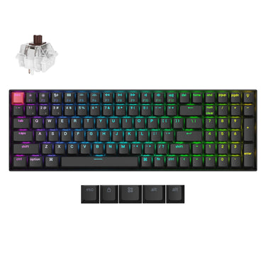 Keychron k4x-h3 rgb mechanisch toetsenbord (zwart, us lay-out (qwerty), super brown, 96%, rgb, cherry double-shot pbt keycaps, hot swap, bluetooth | usb-c)