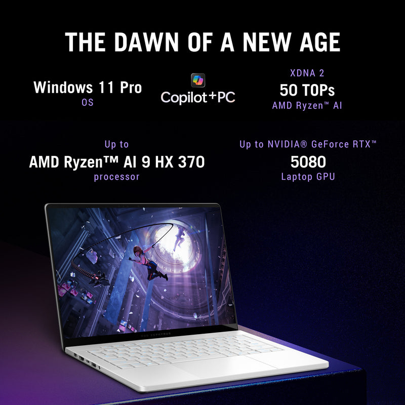 Afbeelding laden in galerijviewer, Asus rog zephyrus g14 ga403up-qs001w 14 copilot+ gaming laptop (wit | ryzen 9 270 | rtx 5070 | 32 gb | 1 tb ssd | oled)
