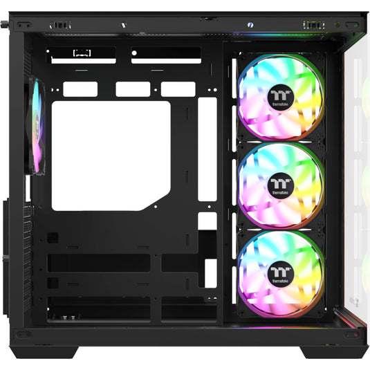 Thermaltake view 380 ws argb midi tower behuizing (zwart houtkleur | 2x usb-a | 1x usb-c | rgb | tempered glass)