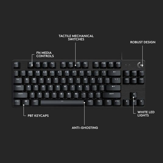 Logitech g413 tkl se mechanisch gaming toetsenbord (zwart, us-international lay-out (qwerty), gl tactile, 80% (tkl) )