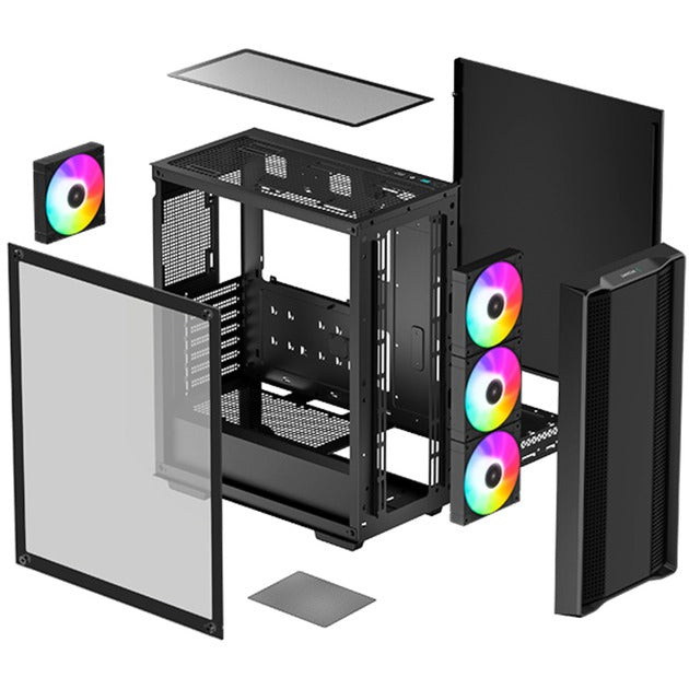 Load image into Gallery viewer, Deepcool cc560 argb v2 midi tower behuizing (zwart | 2x usb-a | rgb | tempered glass)
