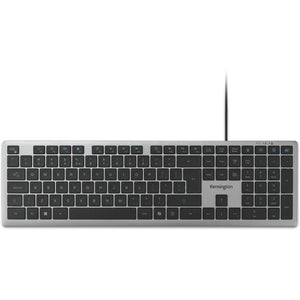 Kensington kb515 eq usb-c usb-a wired keyboard (grijs, us-international lay-out (qwerty), scissor switches, 100%)