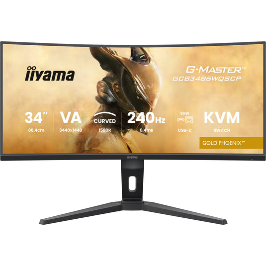 Iiyama g-master gold phoenix gcb3486wqscp-b1 34 curved ultrawide gaming monitor (zwart, 2x hdmi, displayport, 2x usb-a, 2x usb-c, rj-45, 240 hz)
