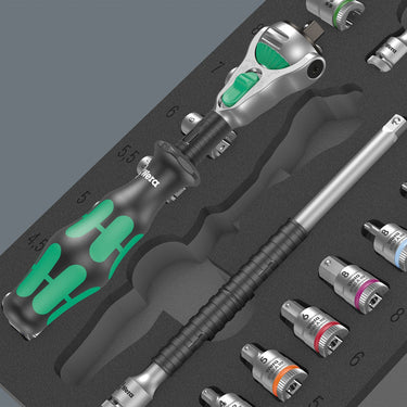 Wera 9720 schuimrubberen inzetstuk met 8000 a zyklop ratel 1 4 set 1, 37-delig - 05150110001