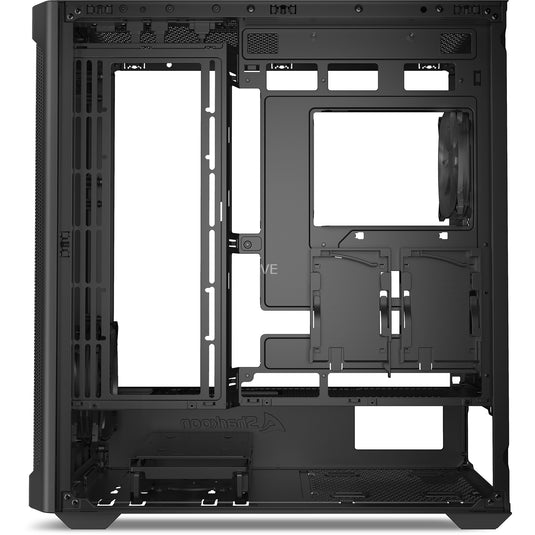 Sharkoon ak4 rgb strip midi tower behuizing (zwart | 2x usb-a | 1x usb-c | rgb)