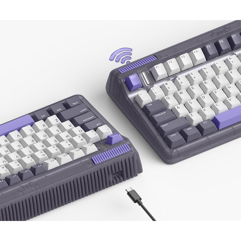 Load image into Gallery viewer, Iqunix og80 lavandin wireless mechanical keyboard (lavendel, us lay-out (qwerty), cherry mx brown, 80% (tkl), hot-swappable, pbt, 2.4ghz | bluetooth 5.1 | usb-c)
