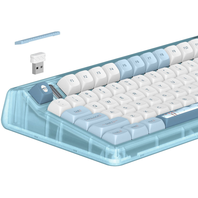 Load image into Gallery viewer, Iqunix og80 wintertide wireless mechanical keyboard, gaming toetsenbord (lichtblauw, us lay-out, iqunix moonstone turbo, rgb leds, 80% (tkl), hot-swappable, pbt, 2.4ghz | bluetooth 5.1 | usb-c)
