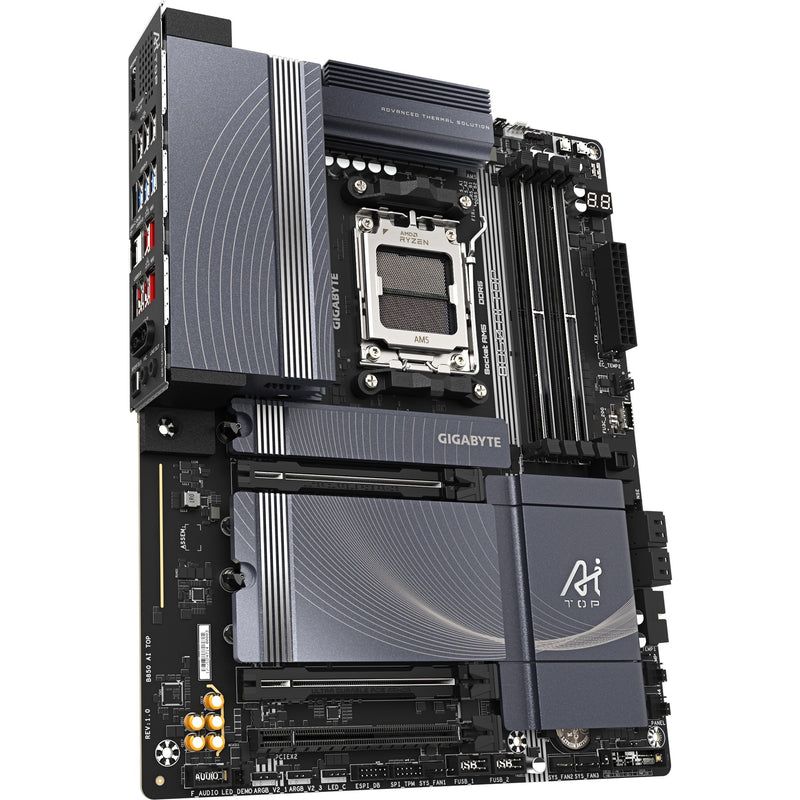 Load image into Gallery viewer, Gigabyte b850 ai top socket am5 moederbord (zwart grijs, raid, 2x 10 gb-lan, wi-fi 7, bt, sound, atx)
