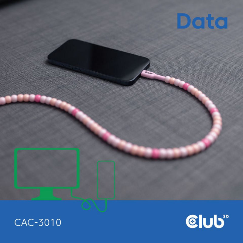 Laden Sie das Bild in Galerie -Viewer, Club 3d usb-c beaded cable pink, 2 meter kabel (roze)
