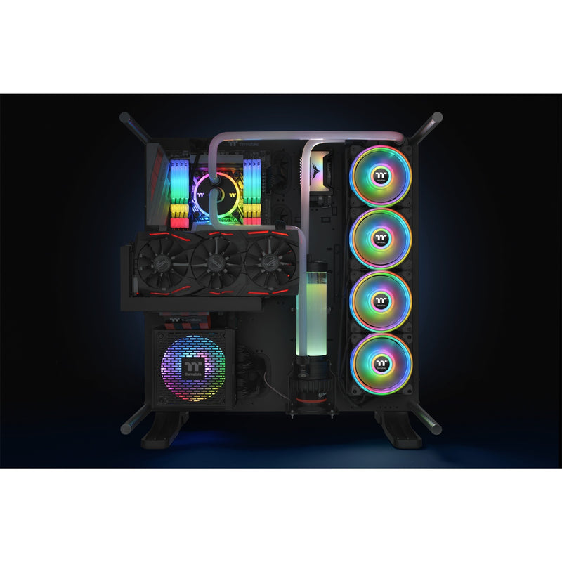 Load image into Gallery viewer, Thermaltake riing quad 14 rgb radiator fan tt premium edition single fan pack case fan (zwart, 140 x 140 x 25 mm)
