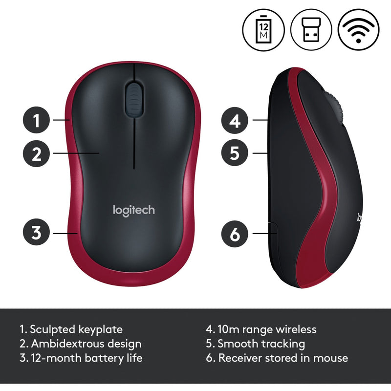 Chargez l'image dans la visionneuse de la galerie, Logitech wireless mouse m185 (rood, retail)
