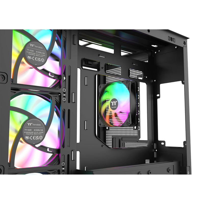 Load image into Gallery viewer, Thermaltake view 380 ws argb midi tower behuizing (zwart houtkleur | 2x usb-a | 1x usb-c | rgb | tempered glass)
