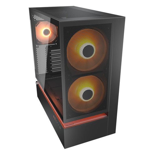 Cougar cfv235 mesh midi tower behuizing (zwart | 2x usb-a | 1x usb-c | rgb | tempered glass)