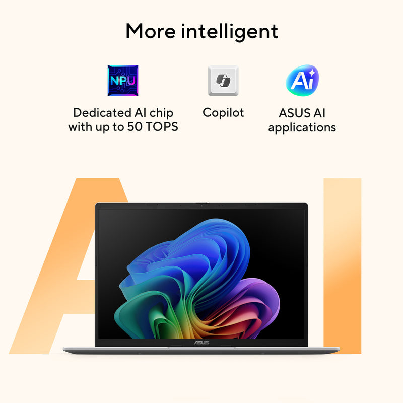 Afbeelding laden in galerijviewer, Asus vivobook 14 m1407ga-ly012w 14 copilot+ laptop (zilver | ryzen 7 445 | radeon 840m | 16 gb | 512 gd ssd)
