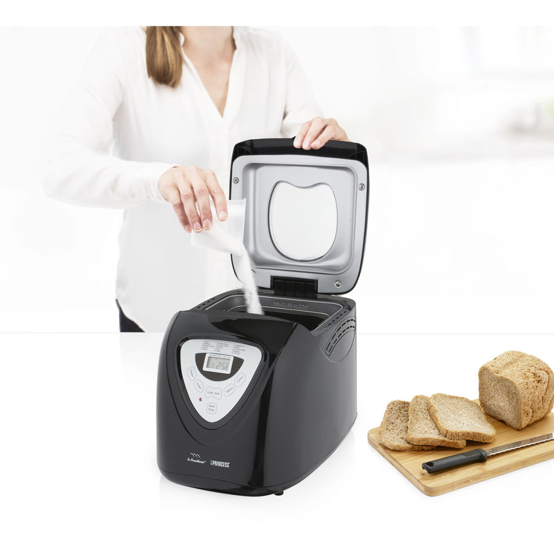 Load image into Gallery viewer, Princess 152009 broodbakmachine (zwart zilver, voor het maken van brood, cake, jam, yoghurt en rijst)
