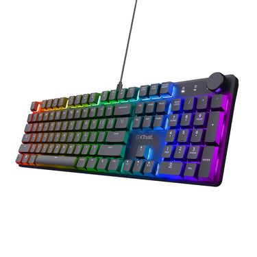 Trust gxt 866 torix mechanisch gaming toetsenbord (zwart, us lay-out (qwerty), huano red, 100%, rgb)