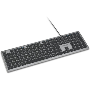Kensington kb515 eq usb-c usb-a wired keyboard (grijs, us-international lay-out (qwerty), scissor switches, 100%)