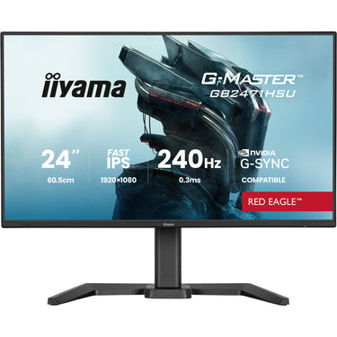 Iiyama g-master red eagle gb2471hsu-b1 23.8 gaming monitor (zwart, 2x hdmi, displayport, usb-a, usb-c, 240 hz)