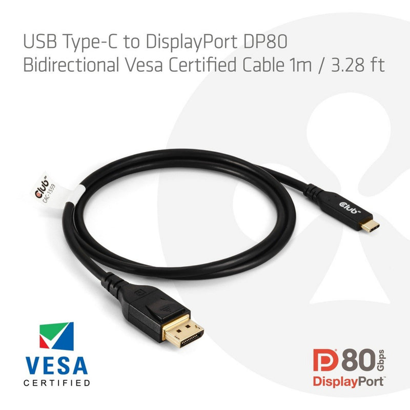 Laden Sie das Bild in Galerie -Viewer, Club 3d usb-c naar displayport dp80 bidirectioneel adapter (zwart, 1 meter, vesa-gecertificeerd)

