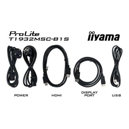 Iiyama prolite t1932msc-b2s 19 touchscreen monitor (zwart, vga, hdmi, displayport, audio, touchscreen)