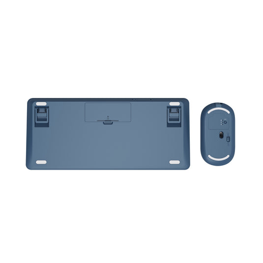 Trust lyra multi-device wireless keyboard mouse, desktopset (blauw, us lay-out, scissor switches, 800 - 1.600 dpi, 2,4 ghz usb, bluetooth, 65%)