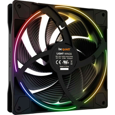 Be quiet! ® light wings pc fan 140mm pwm high-speed triple-pack - 9 stilte-geoptimaliseerde fan bladen - argb-verlichting aan de voor- en achterkant met 18 led's voor een op maat gemaakte pc case - case fan met zeer stille werking en duurzame lagers