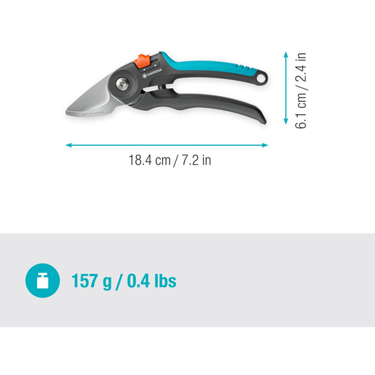 Gardena snoeischaar premiumcut voor vers hout met bypass-snede (grijs turquoise, 22 mm snoeidiameter)